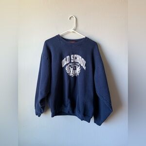 Vintage Varsity Men's Blue Sweater
